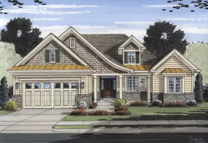 Cottage house plans 23-488 - front exterior, 1,718 sq ft, 3 bed, 2 bath house plans | Monster House Plans