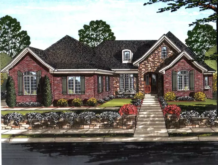 Traditional house plans 23-491 - front exterior, 3,078 sq ft, 3 bed, 2 bath house plans | Monster House Plans