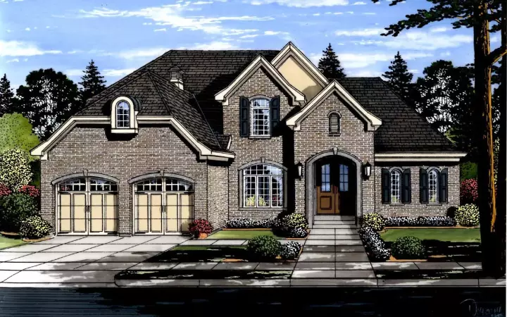 European house plans 23-500 - front exterior, 2,941 sq ft, 4 bed, 3 bath house plans | Monster House Plans
