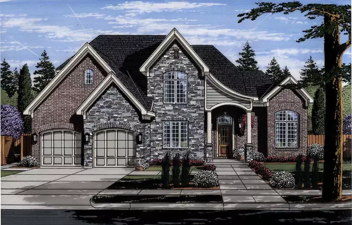 European house plans 23-501 - front exterior, 2,938 sq ft, 4 bed, 2 bath house plans | Monster House Plans