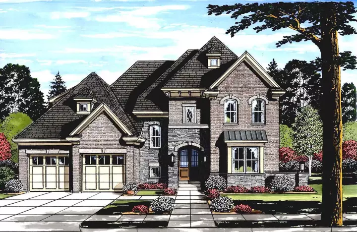 European house plans 23-502 - front exterior, 3,287 sq ft, 4 bed, 3 bath house plans | Monster House Plans