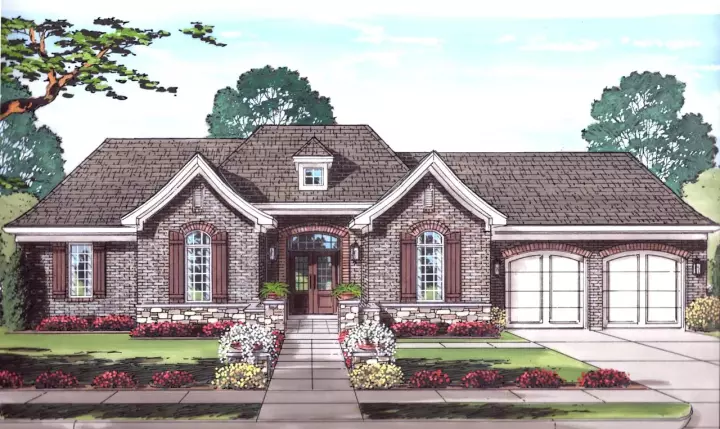 Traditional house plans 23-517 - front exterior, 1,948 sq ft, 3 bed, 2 bath house plans | Monster House Plans