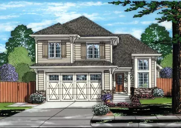 Craftsman house plans 23-518 - front exterior, 1,570 sq ft, 3 bed, 2 bath house plans | Monster House Plans