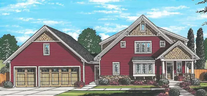 Craftsman house plans 23-521 - front exterior, 2,135 sq ft, 3 bed, 3 bath house plans | Monster House Plans