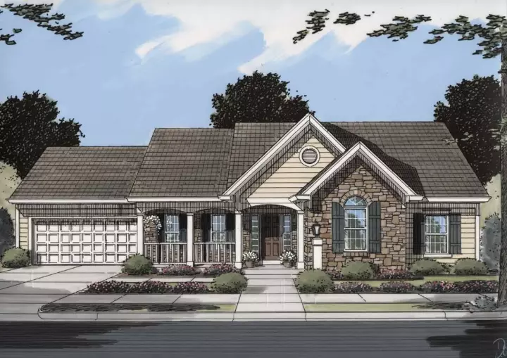 Ranch house plans 23-527 - front exterior, 1,535 sq ft, 3 bed, 2 bath house plans | Monster House Plans
