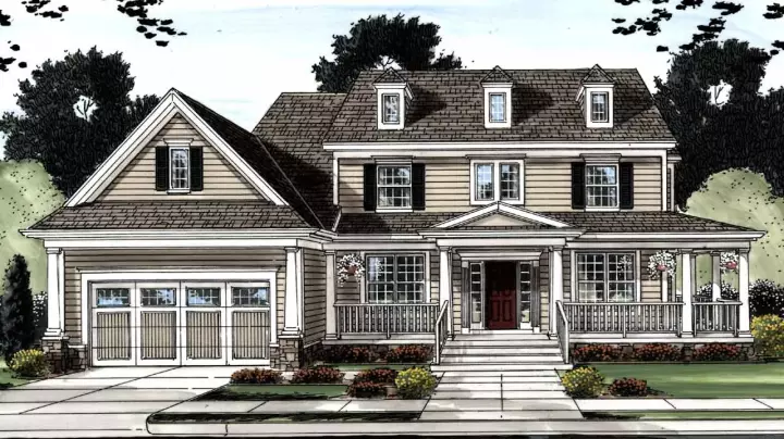 Country house plans 23-536 - front exterior, 2,637 sq ft, 4 bed, 2 bath house plans | Monster House Plans