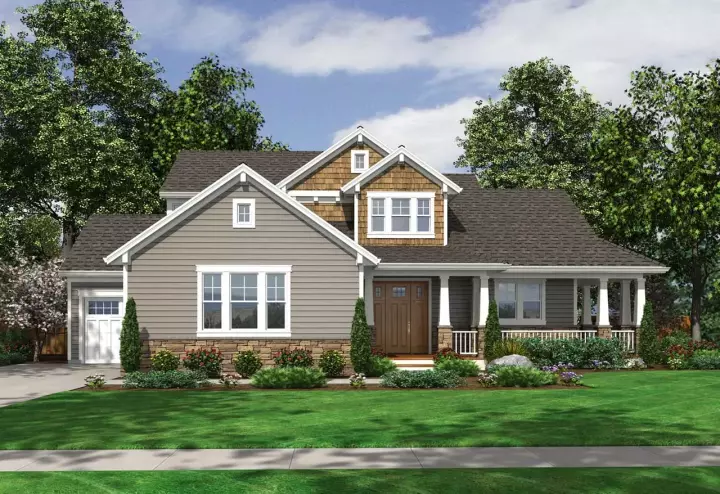 Craftsman house plans 23-551 - front exterior, 2,233 sq ft, 4 bed, 2 bath house plans | Monster House Plans