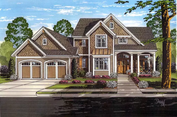 Country house plans 23-566 - front exterior, 2,540 sq ft, 4 bed, 2 bath house plans | Monster House Plans