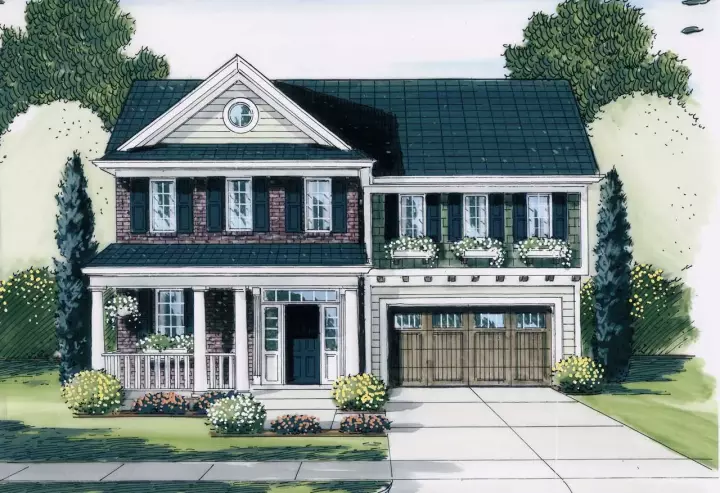 Traditional house plans 23-570 - front exterior, 2,073 sq ft, 4 bed, 2 bath house plans | Monster House Plans