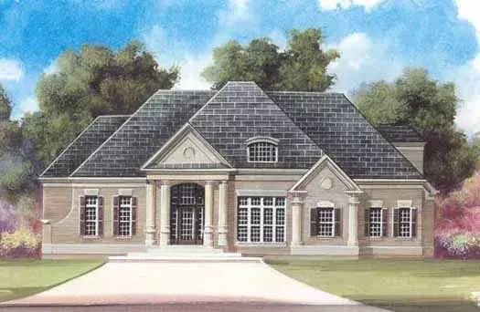 European house plans 24-101 - front exterior, 2,571 sq ft, 3 bed, 3 bath house plans | Monster House Plans