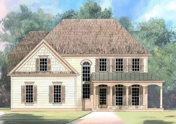 Farmhouse house plans 24-104 - front exterior, 1,653 sq ft, 3 bed, 2 bath house plans | Monster House Plans