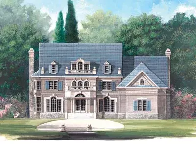 Southern Colonial house plans 24-128 - front exterior, 3,385 sq ft, 4 bed, 3 bath house plans | Monster House Plans