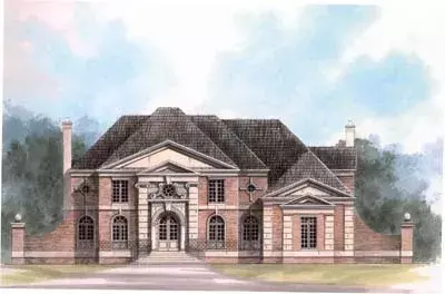 European house plans 24-130 - front exterior, 4,390 sq ft, 4 bed, 3 bath house plans | Monster House Plans