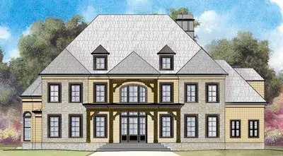 European house plans 24-137 - front exterior, 5,402 sq ft, 5 bed, 5 bath house plans | Monster House Plans