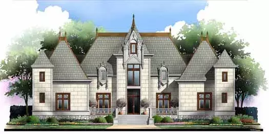 European house plans 24-138 - front exterior, 4,458 sq ft, 4 bed, 4 bath house plans | Monster House Plans