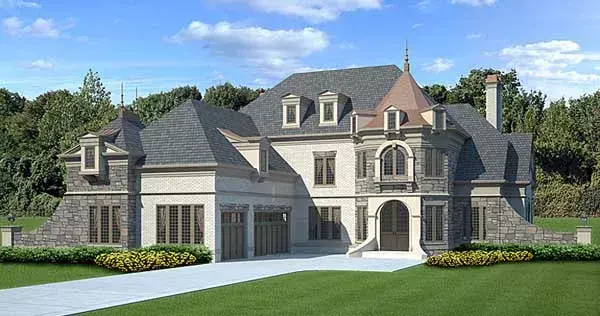 European house plans 24-155 - front exterior, 3,376 sq ft, 4 bed, 4 bath house plans | Monster House Plans