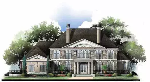 European house plans 24-170 - front exterior, 5,691 sq ft, 5 bed, 5 bath house plans | Monster House Plans