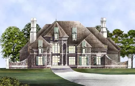 European house plans 24-175 - front exterior, 4,140 sq ft, 4 bed, 4 bath house plans | Monster House Plans