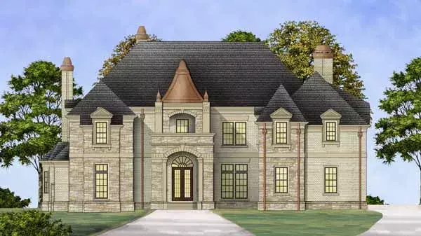Mediterranean house plans 24-183 - front exterior, 3,777 sq ft, 4 bed, 4 bath house plans | Monster House Plans