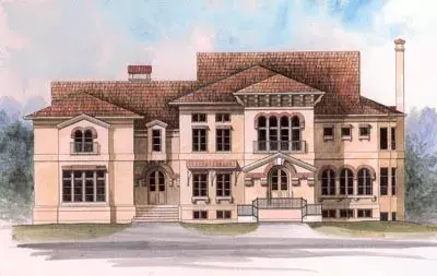 European house plans 24-184 - front exterior, 4,429 sq ft, 4 bed, 4 bath house plans | Monster House Plans