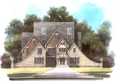 French Country house plans 24-198 - front exterior, 3,691 sq ft, 4 bed, 3 bath house plans | Monster House Plans