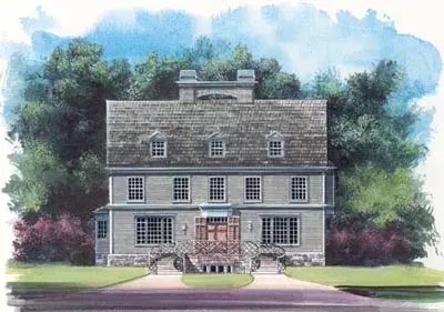 Early American house plans 24-208 - front exterior, 3,093 sq ft, 4 bed, 4 bath house plans | Monster House Plans