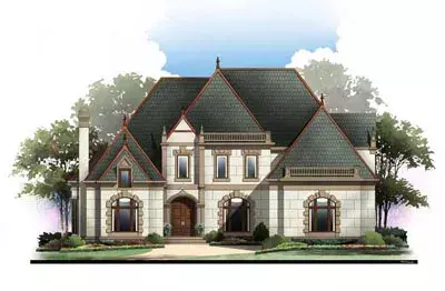 European house plans 24-210 - front exterior, 3,143 sq ft, 4 bed, 3 bath house plans | Monster House Plans