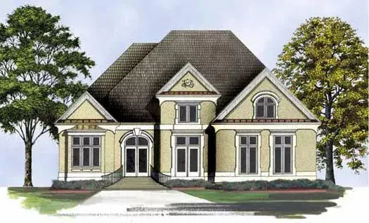 European house plans 24-217 - front exterior, 2,658 sq ft, 4 bed, 3 bath house plans | Monster House Plans