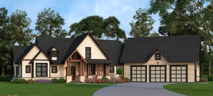 Traditional house plans 24-229 - front exterior, 2,666 sq ft, 3 bed, 2 bath house plans | Monster House Plans