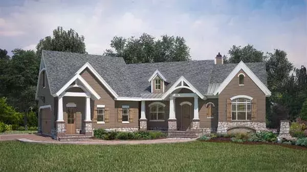 Craftsman house plans 24-234 - front exterior, 2,619 sq ft, 3 bed, 2 bath house plans | Monster House Plans