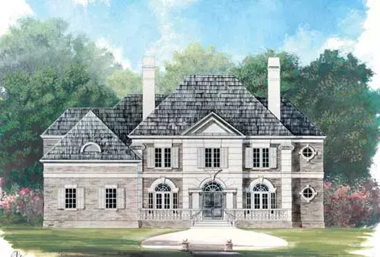 European house plans 24-237 - front exterior, 4,417 sq ft, 4 bed, 4 bath house plans | Monster House Plans