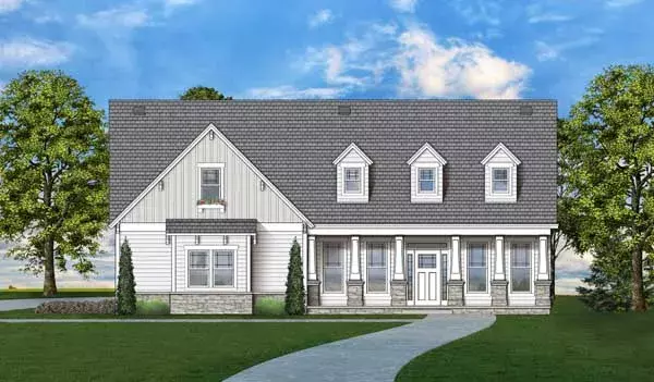 Farmhouse house plans 24-244 - front exterior, 1,898 sq ft, 3 bed, 2 bath house plans | Monster House Plans