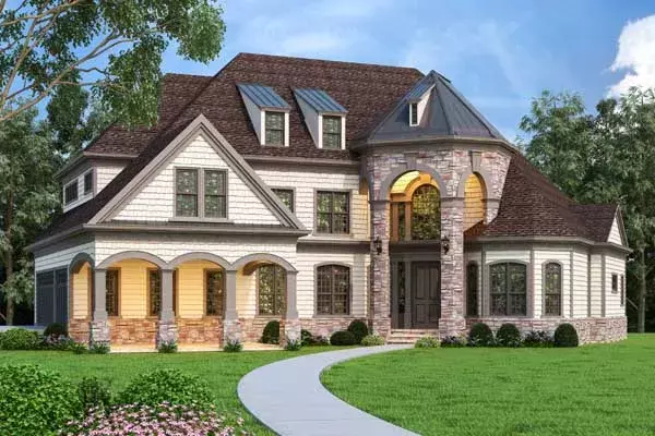 European house plans 24-246 - front exterior, 3,125 sq ft, 4 bed, 5 bath house plans | Monster House Plans