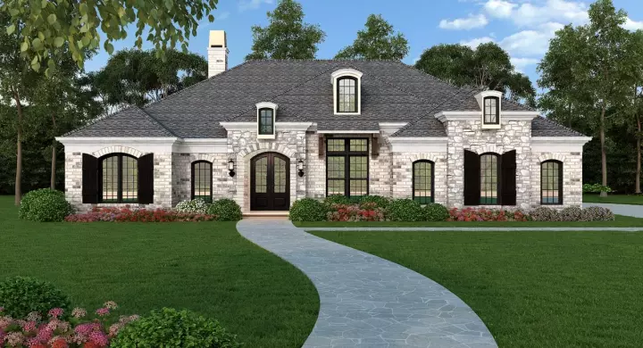 European house plans 24-248 - front exterior, 2,403 sq ft, 3 bed, 3 bath house plans | Monster House Plans