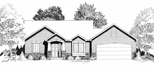 Traditional house plans 25-102 - front exterior, 932 sq ft, 2 bed, 1 bath house plans | Monster House Plans