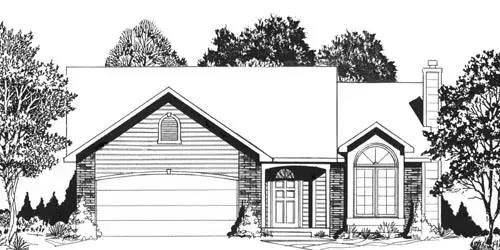 Traditional house plans 25-105 - front exterior, 1,103 sq ft, 2 bed, 2 bath house plans | Monster House Plans
