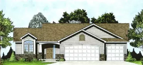 Traditional house plans 25-122 - front exterior, 1,296 sq ft, 3 bed, 2 bath house plans | Monster House Plans