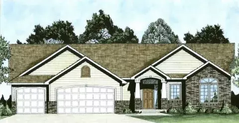 Traditional house plans 25-133 - front exterior, 1,464 sq ft, 3 bed, 2 bath house plans | Monster House Plans