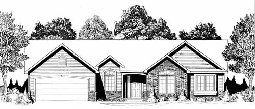 Traditional house plans 25-136 - front exterior, 1,504 sq ft, 3 bed, 2 bath house plans | Monster House Plans