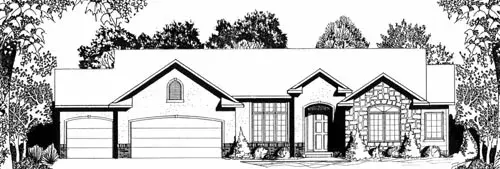 Traditional house plans 25-140 - front exterior, 1,571 sq ft, 2 bed, 2 bath house plans | Monster House Plans