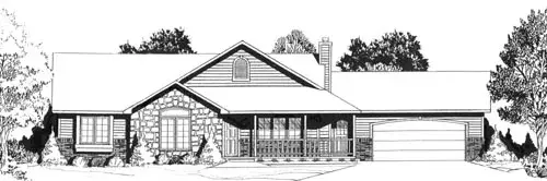 Country house plans 25-141 - front exterior, 1,586 sq ft, 3 bed, 2 bath house plans | Monster House Plans
