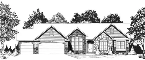 Traditional house plans 25-145 - front exterior, 1,720 sq ft, 3 bed, 2 bath house plans | Monster House Plans