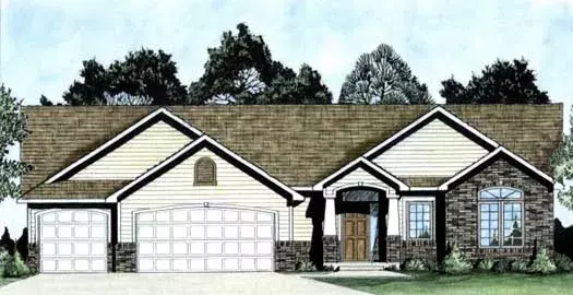 Traditional house plans 25-166 - front exterior, 1,527 sq ft, 3 bed, 2 bath house plans | Monster House Plans
