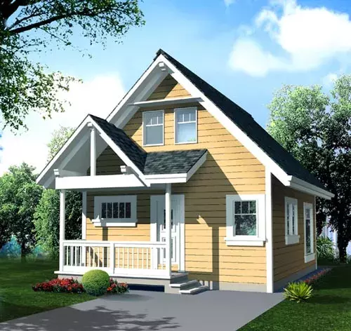 Craftsman house plans 26-102 - front exterior, 796 sq ft, 1 bed, 1 bath house plans | Monster House Plans