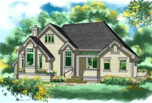 Northwest house plans 26-108 - front exterior, 1,470 sq ft, 2 bed, 2 bath house plans | Monster House Plans