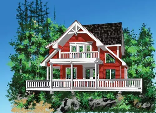 Mountain Rustic house plans 26-111 - front exterior, 1,904 sq ft, 2 bed, 2 bath house plans | Monster House Plans