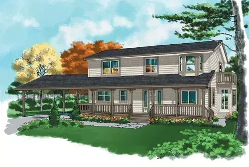 Country house plans 26-112 - front exterior, 2,215 sq ft, 3 bed, 2 bath house plans | Monster House Plans