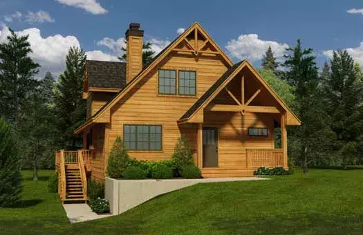 Mountain Rustic house plans 26-118 - front exterior, 1,741 sq ft, 3 bed, 2 bath house plans | Monster House Plans