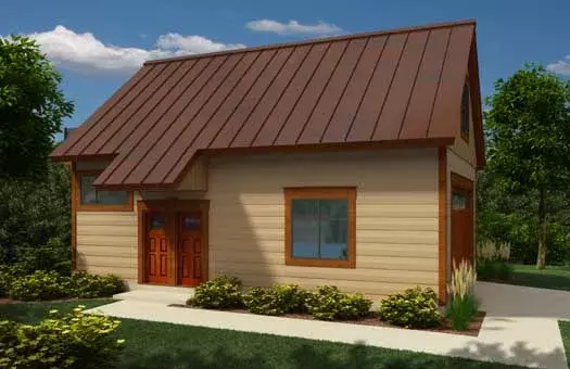 Traditional house plans 26-129 - front exterior, 892 sq ft, 0 bed, 1 bath house plans | Monster House Plans