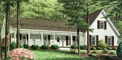 Country house plans 27-109 - front exterior, 1,609 sq ft, 3 bed, 2 bath house plans | Monster House Plans